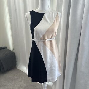 bebe Black, White, and Cream Mini Dress